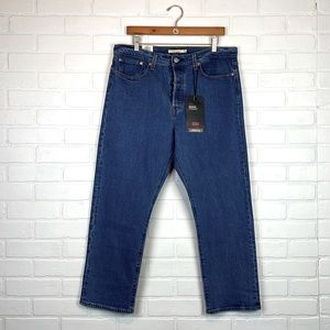 Levi’s wedgie straight dark wash High Rise Button Fly Ankle Crop Jeans 32